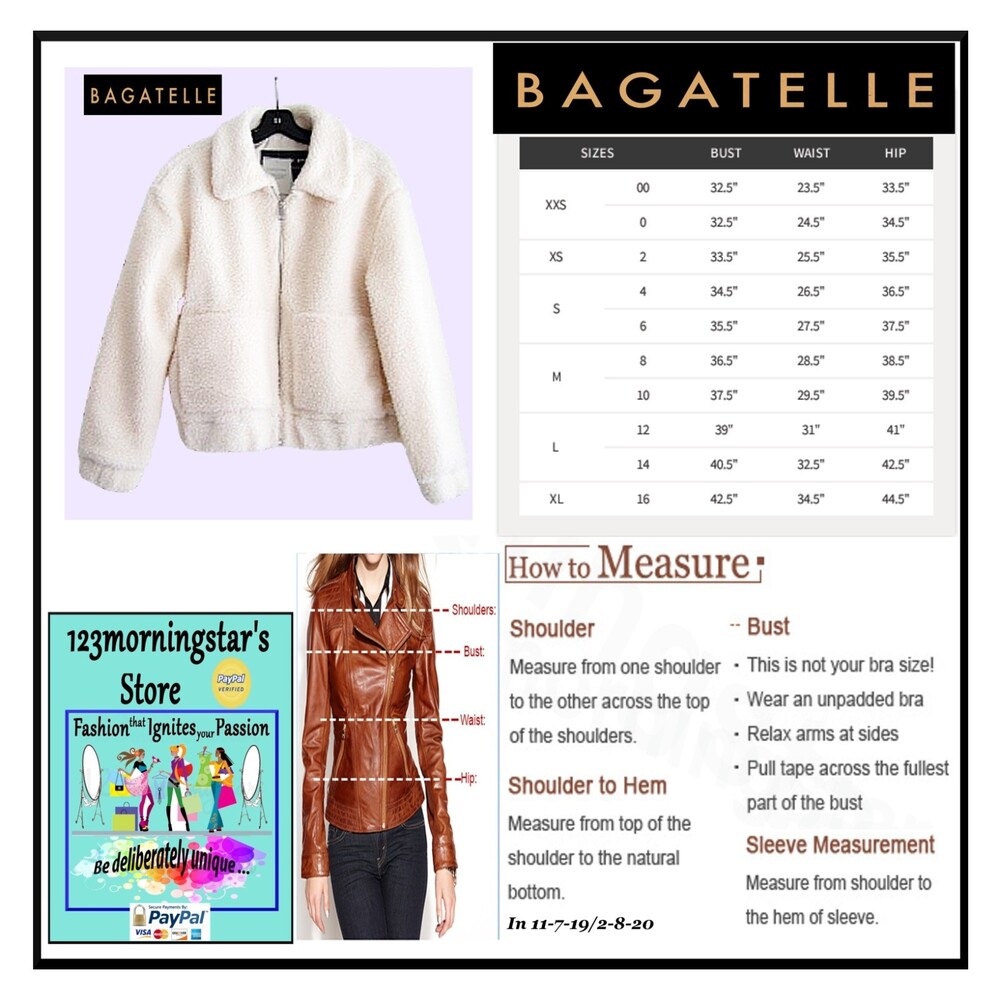 BAGATELLE NEW Faux Shearling Full Zip Patch Pocket Jacket Cream M NWT - Picture 10 of 12